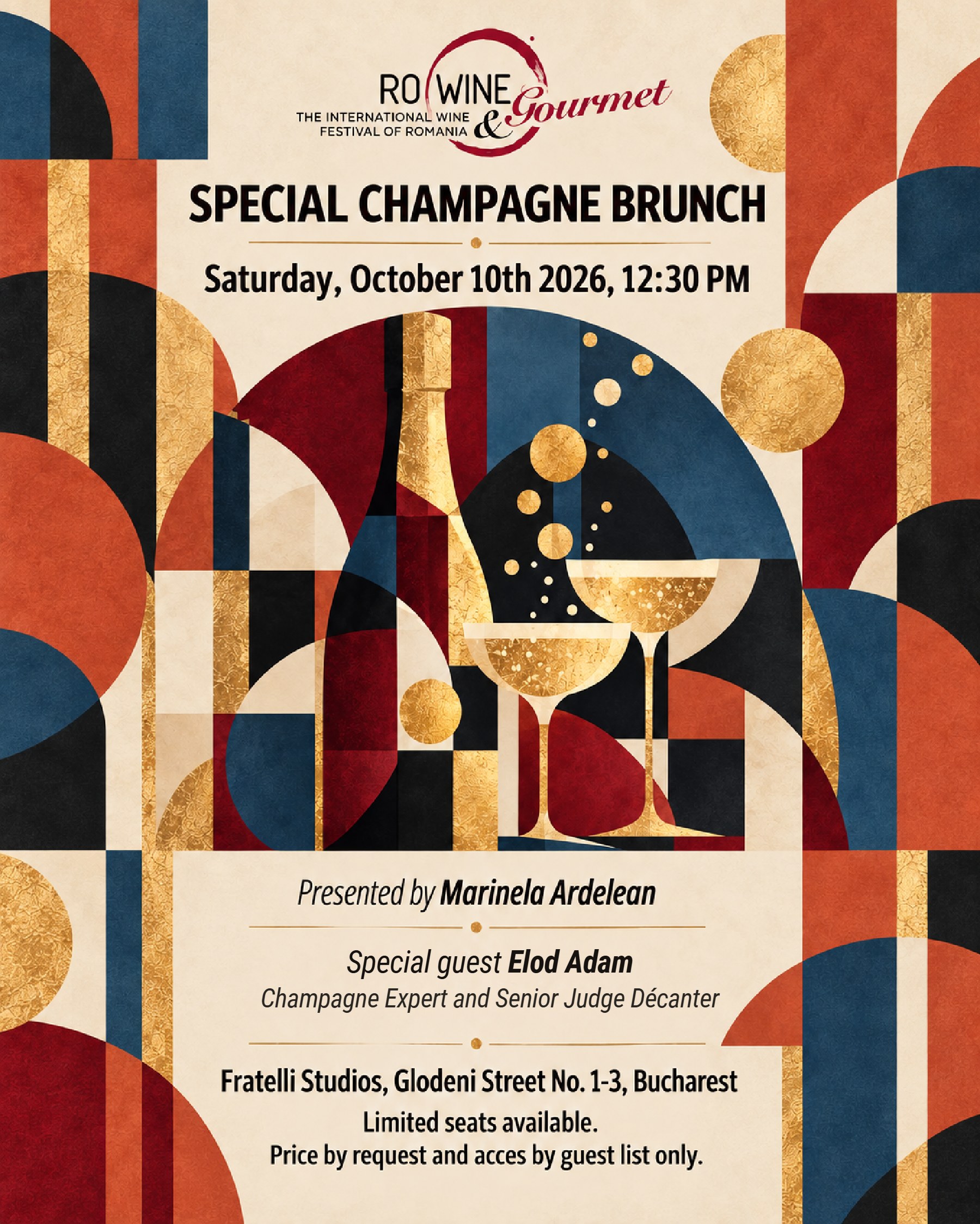 Special Champagne Brunch RO-WINE & Gourmet – Sâmbătă, 10 octombrie 2026, 12:30 – Special guest Elod Adam, Champagne Producer and Senior Judge Décanter
